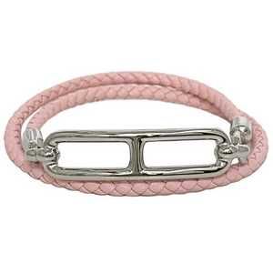 HERMES Pink Leather Charm Bracelet